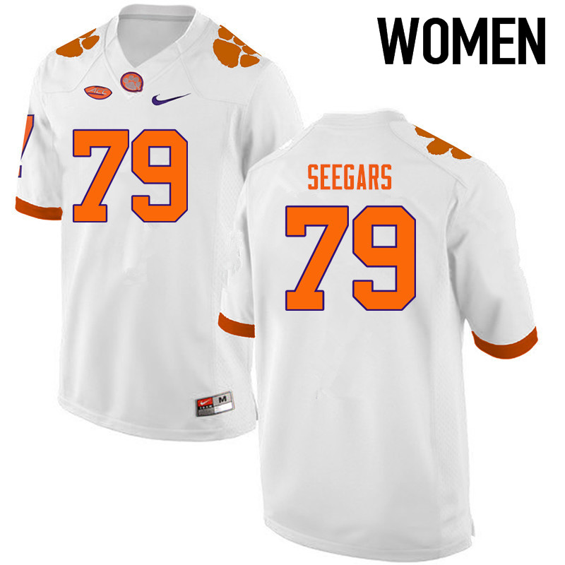 Women Clemson Tigers #79 Stacy Seegars College Football Jerseys-White